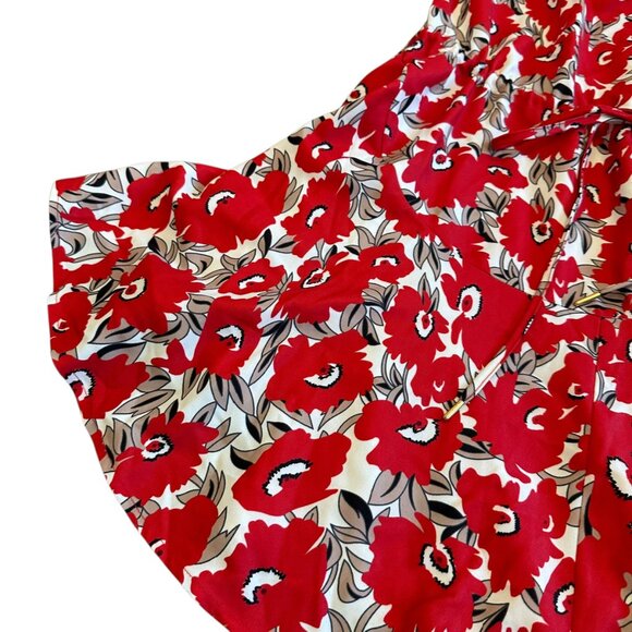 Grace Willow Floral Print Strapless Dress Mini Date Night Flowy Red White Sz 4 - Picture 4 of 13